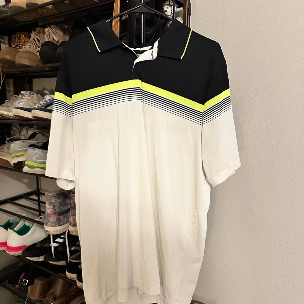 Nike Black and White Polo Shirt with Modern Color Blocking